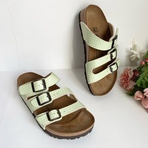 Birki’s by Birkenstock Double Check Print Triple Strap Sandals